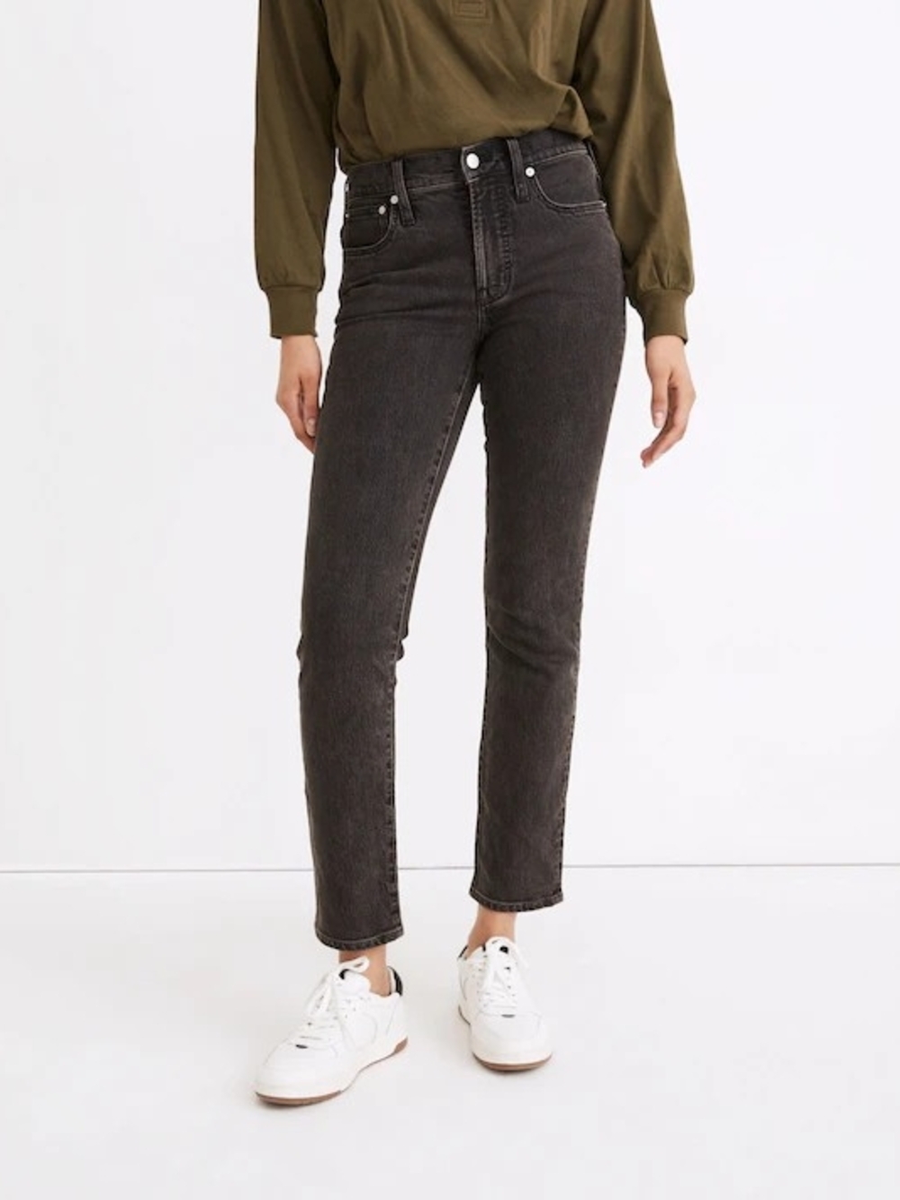 Madewell Black Straight-Leg Jeans 28 TALL The Perfect Vintage Jean Lunar Wash